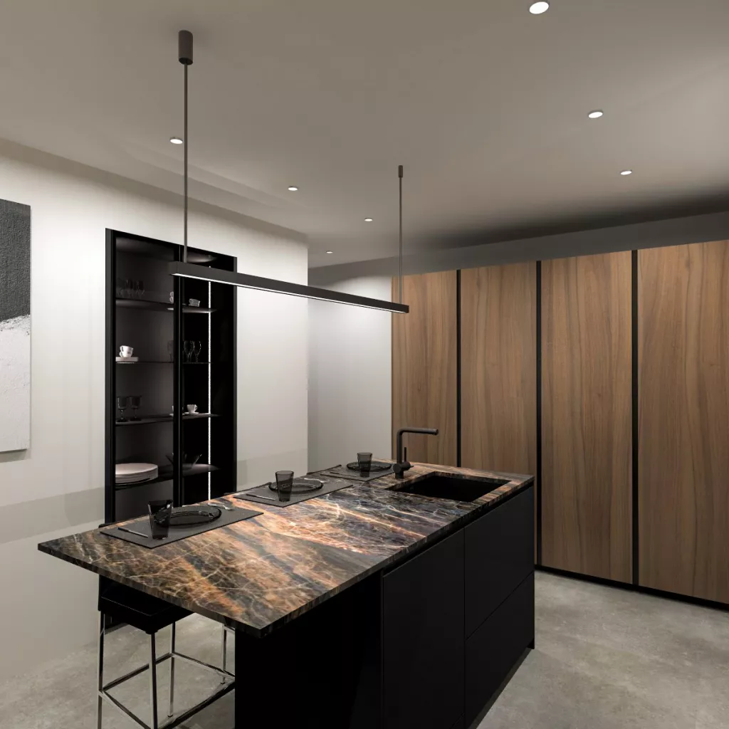 Cocina Santos en color Negro y Madera