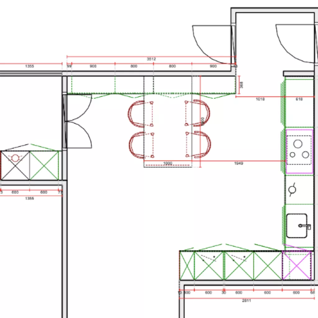 Plano cocina Santos blanca