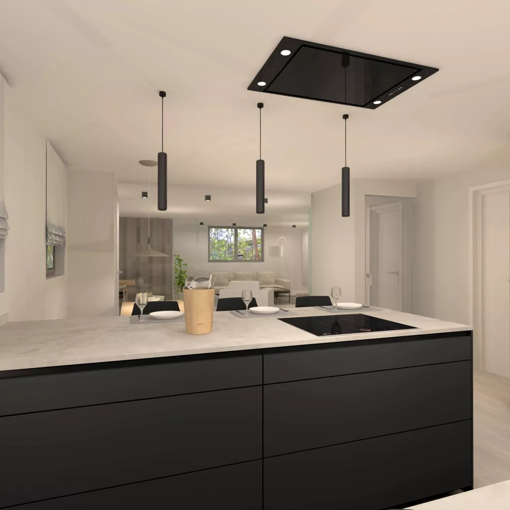 Cocina Santos Negra con Península