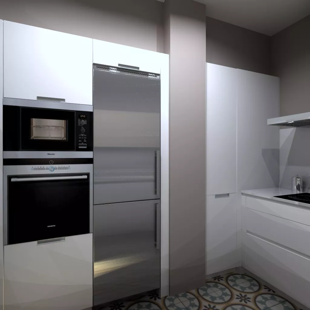 Aravaca | Cocina Santos | Modelo Line Estratificado Blanco y Fresno | Encimera Silestone Blanco