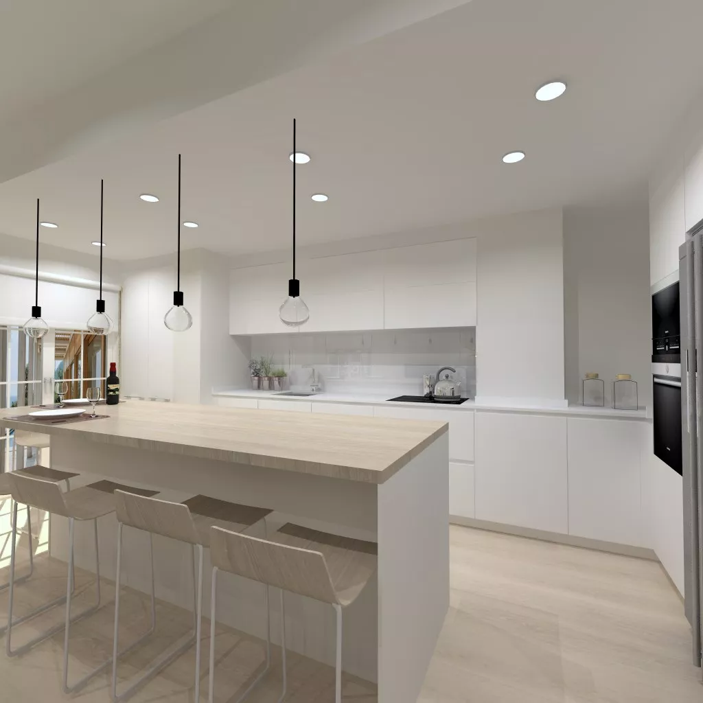 Lenguaje rectangular en una cocina