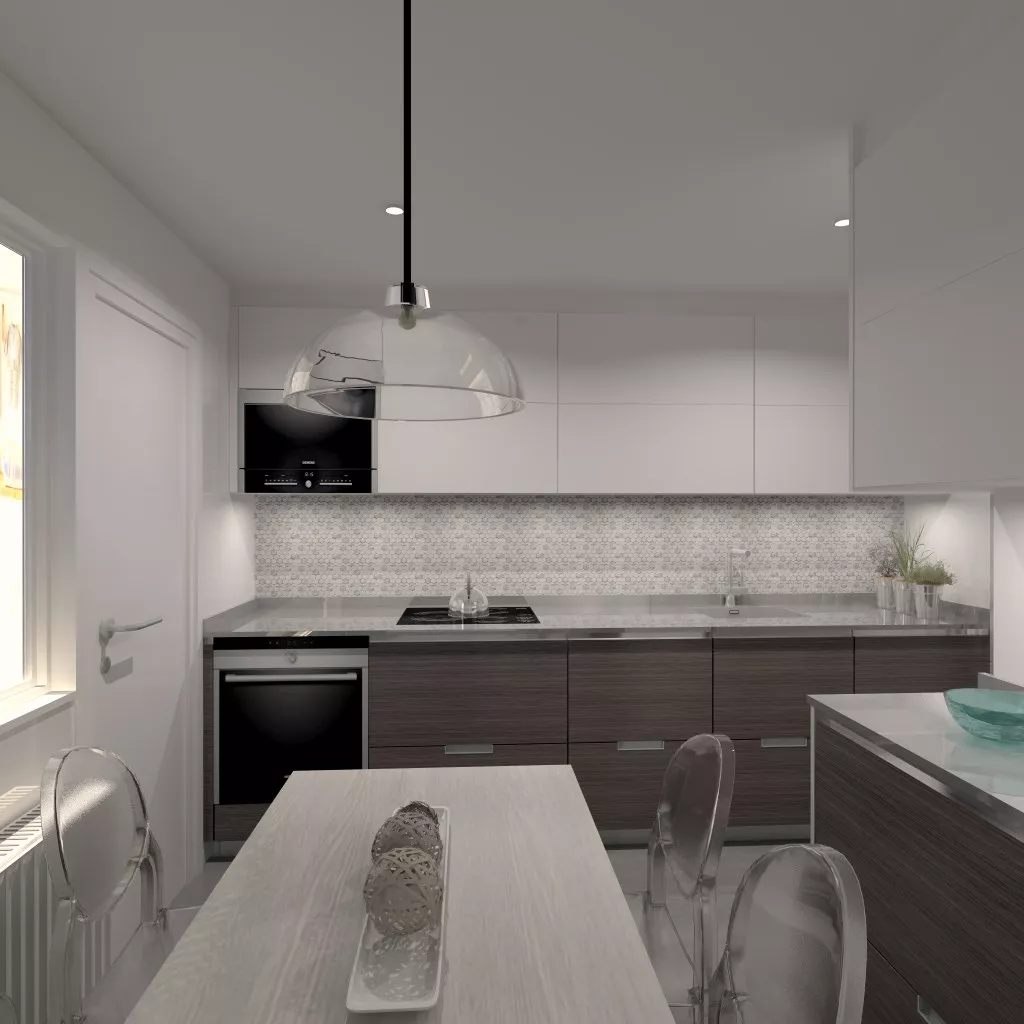 Aravaca | Cocina Santos | Modelo Line Roble Grisaceo y Blanco | Encimera Silestone Kensho