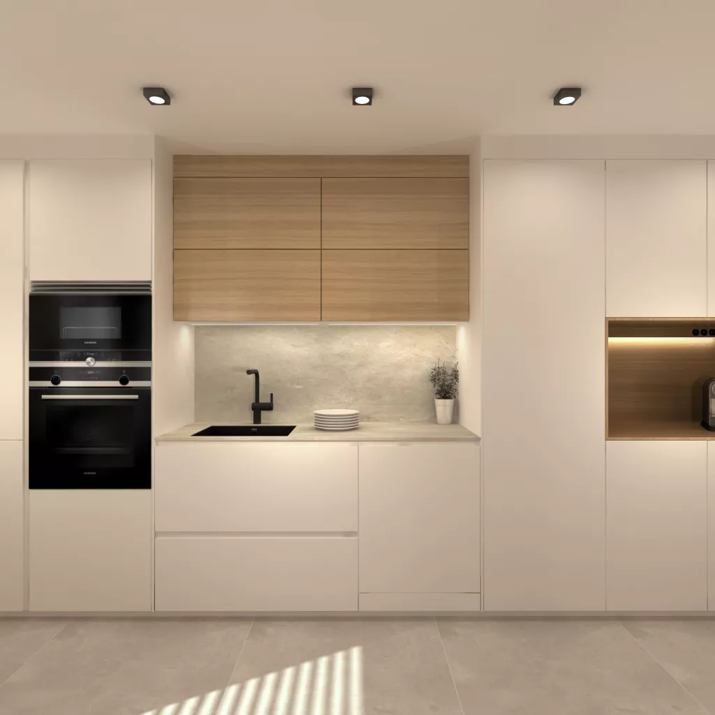 Cocina Blanca con Isla, Serie Fine de Santos