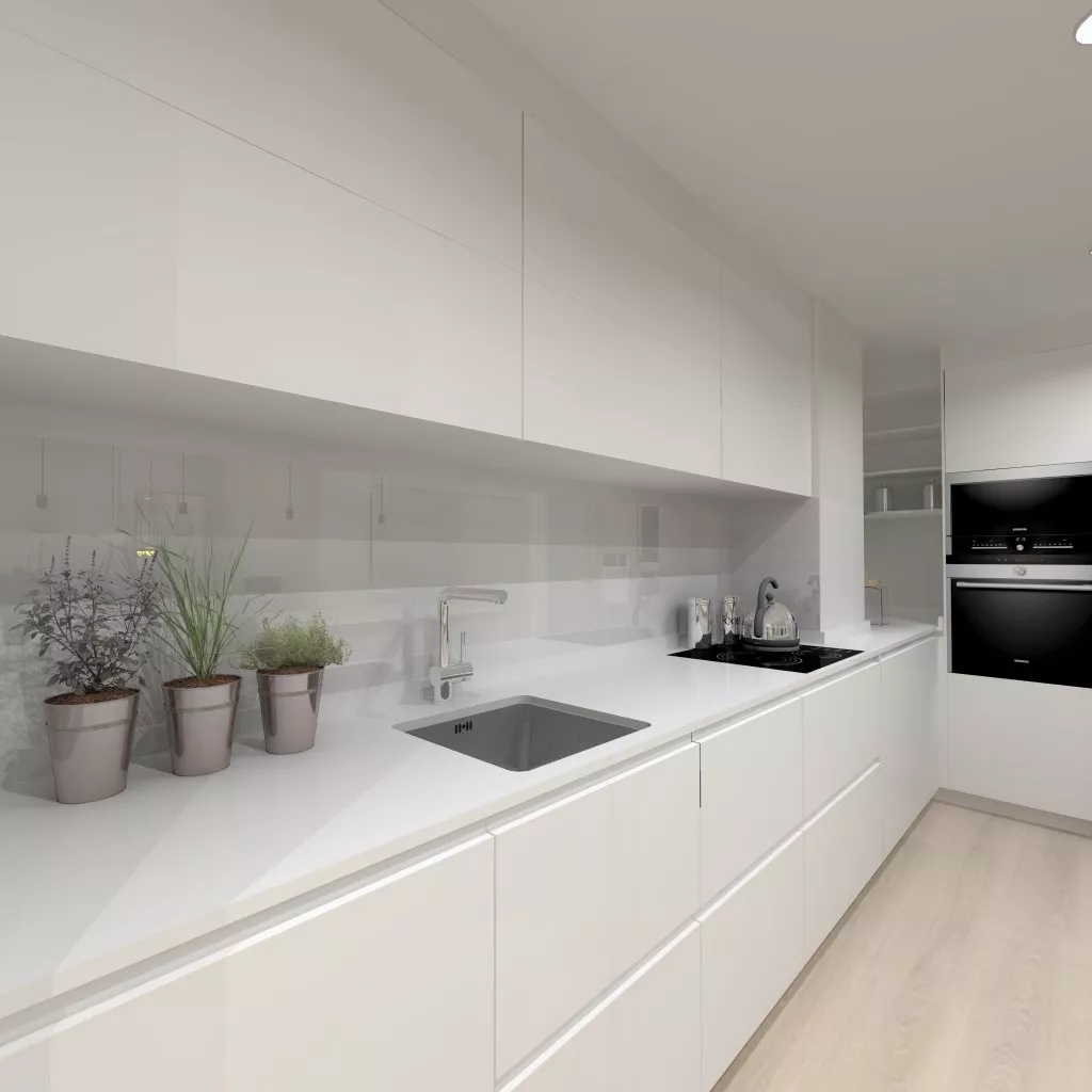 Lenguaje rectangular en una cocina