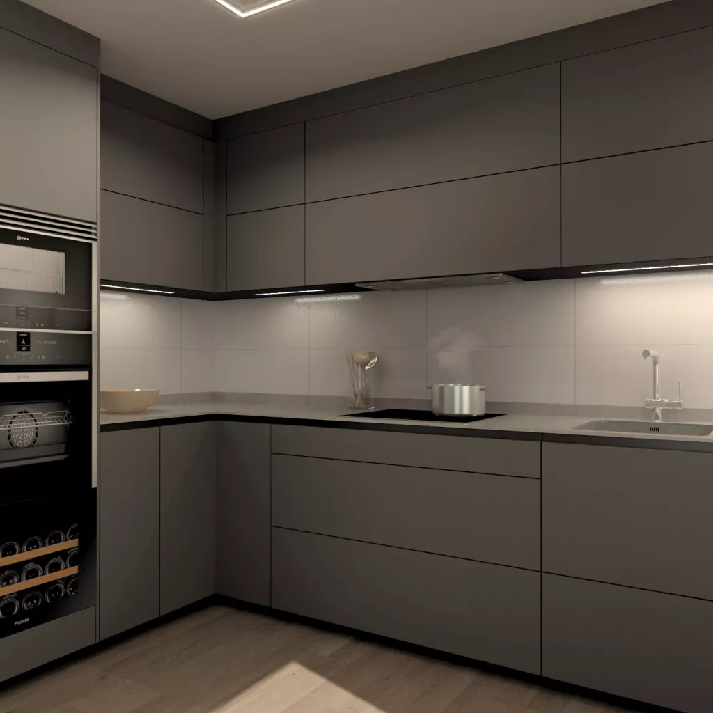 Cocina Santos Gris con Península