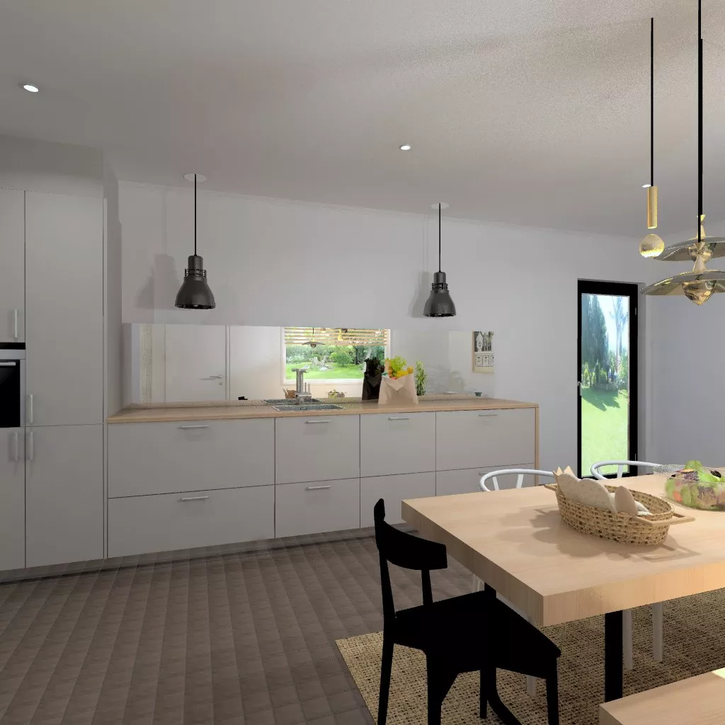 Proyecto de Cocinas Santos en Aravaca con Encimera Haya Natural y Modelo Seda Laminado Gris Arena