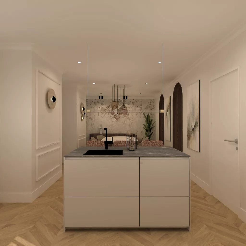 Cocina de lujo en tonos neutros