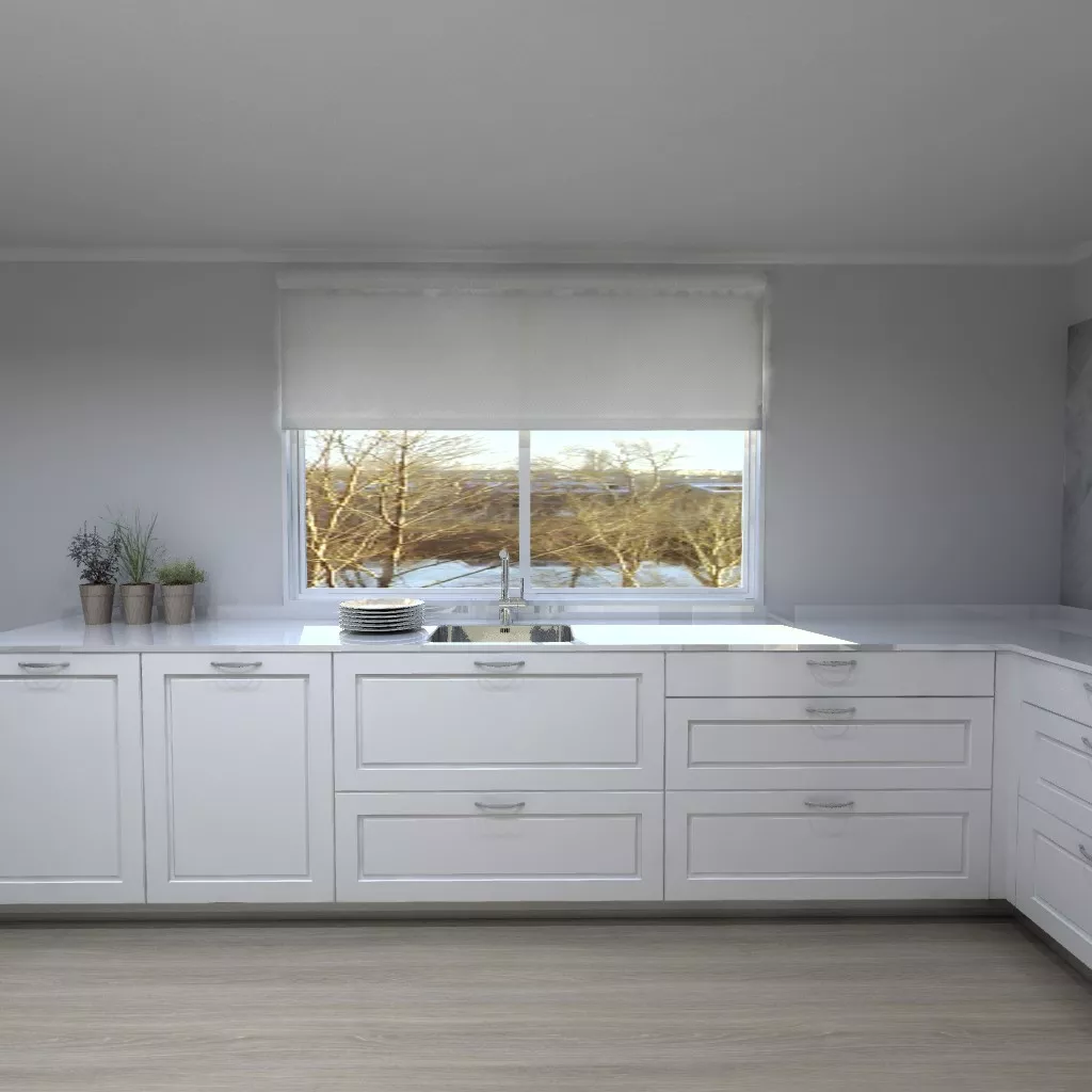 Cocina Santos | Cocina Época Laca Seda Gris Basalto | Encimera Granito Alaska