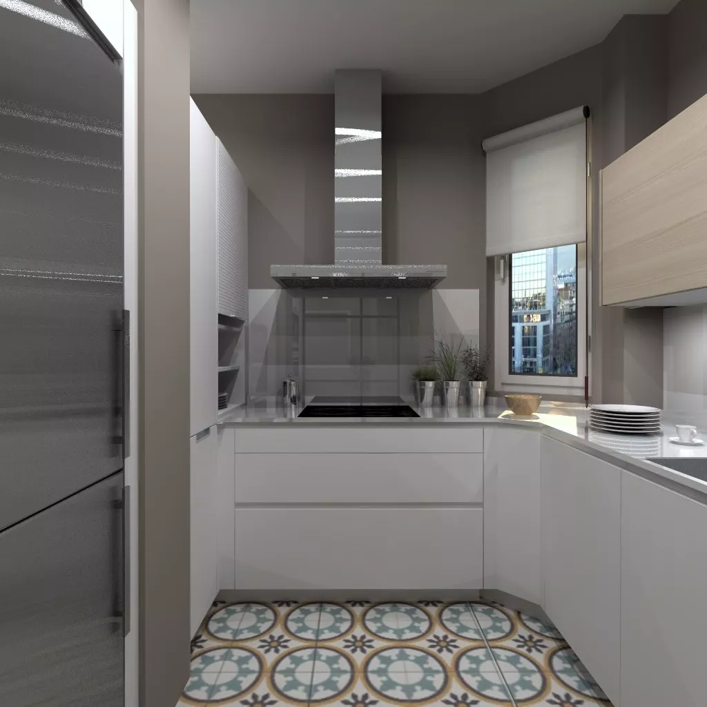 Aravaca | Cocina Santos | Modelo Line Estratificado Blanco y Fresno | Encimera Silestone Blanco