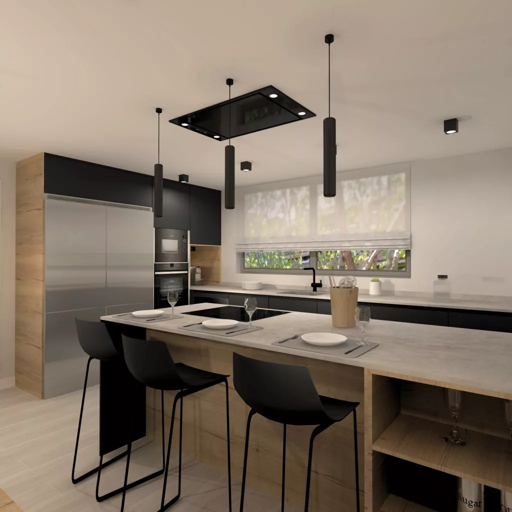 Cocina Santos Negra con Península