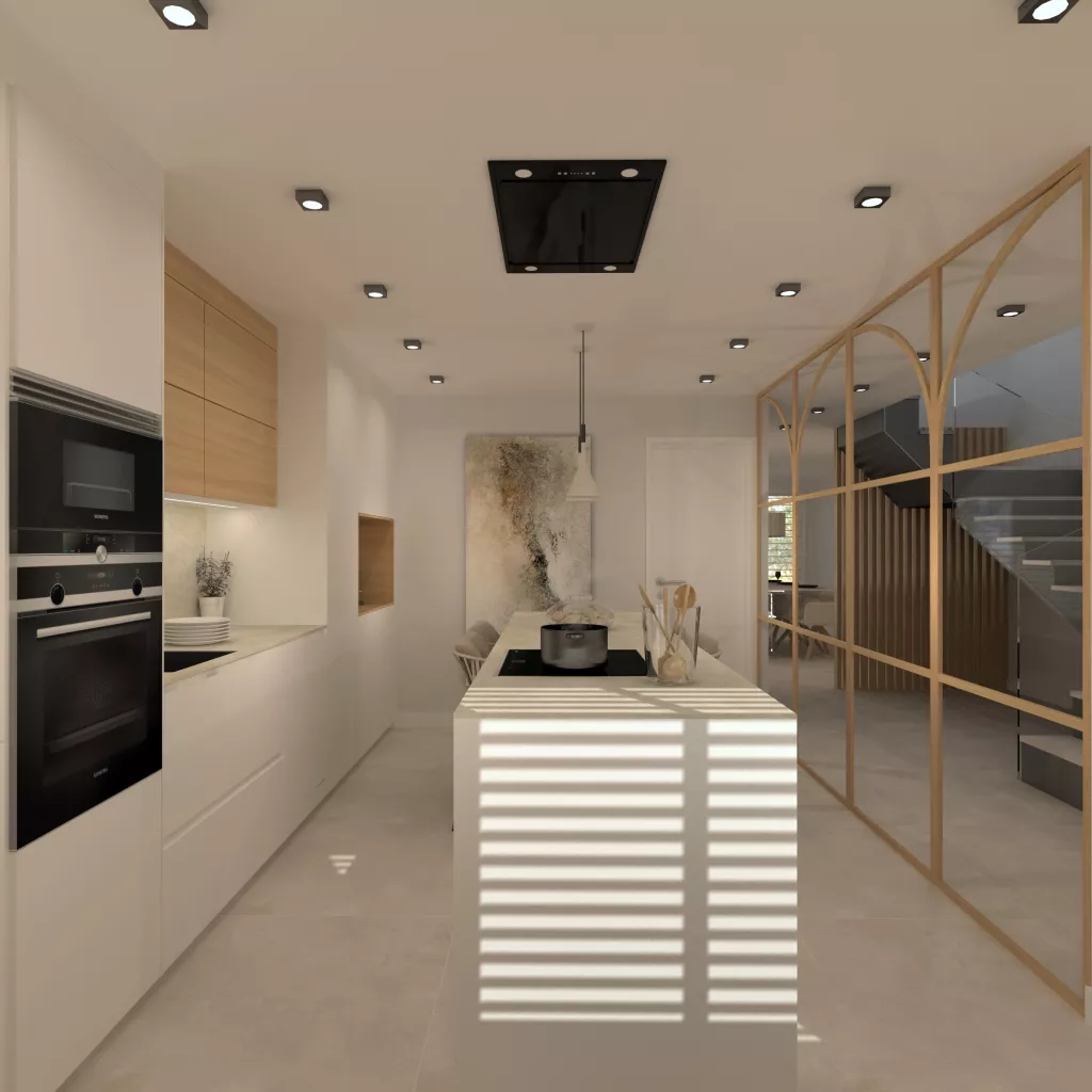 Cocina Blanca con Isla, Serie Fine de Santos