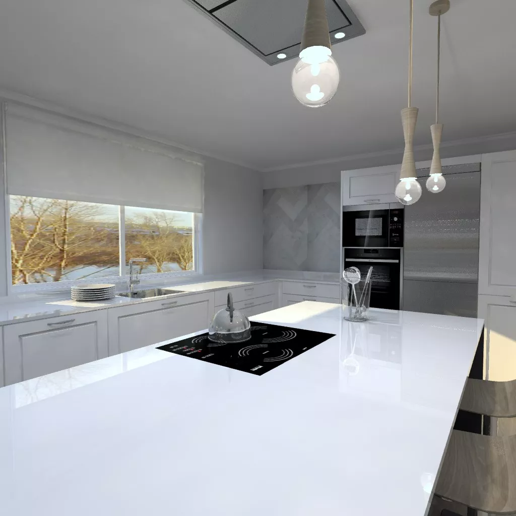 Cocina Santos | Cocina Época Laca Seda Gris Basalto | Encimera Granito Alaska