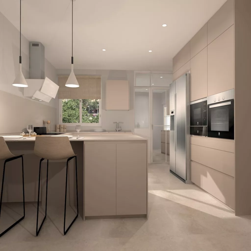 Cocina Santos en U GRIS