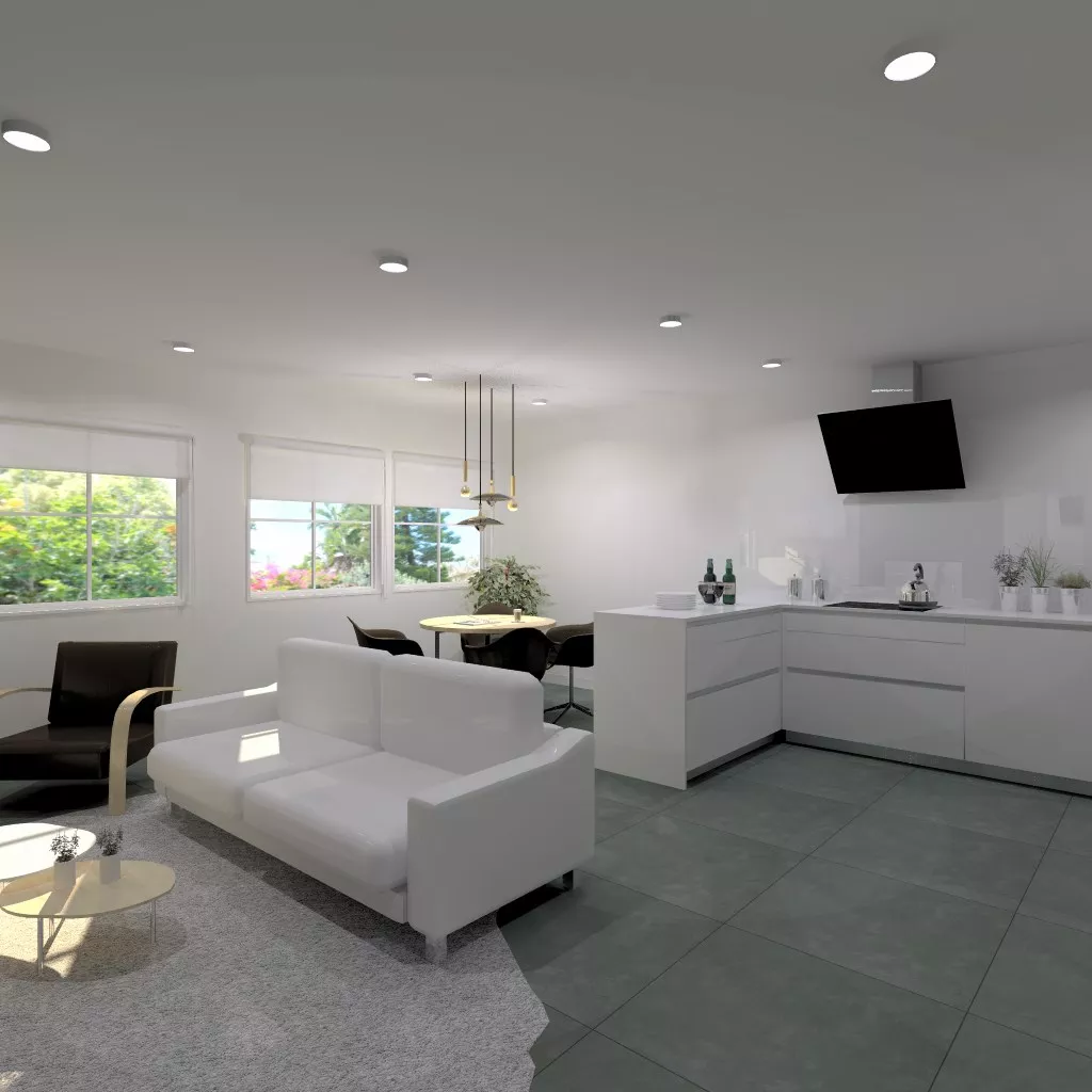 Cocina Santos | Modelo Line L 053 Minos Laminado Blanco Nieve | Encimera Silestone Blanco Zeus y Trasera Cristal Extra Claro