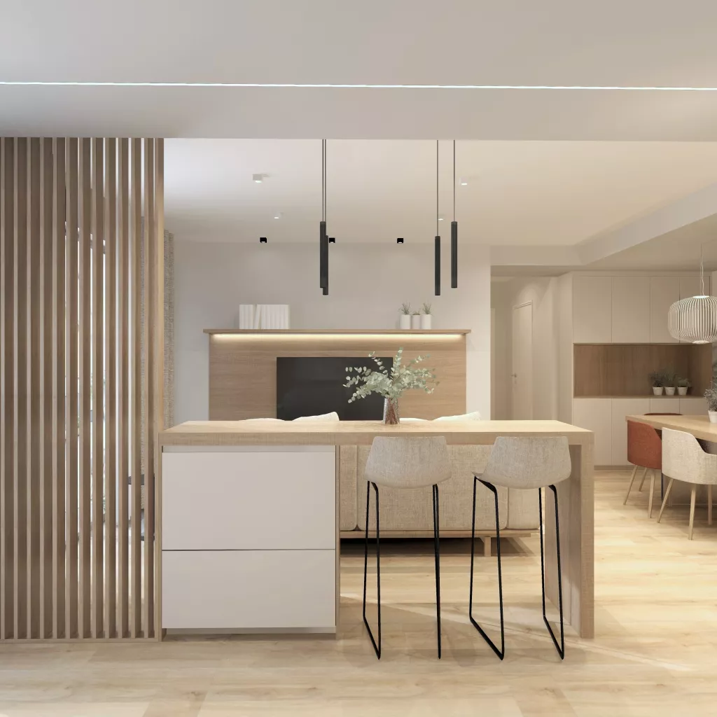 Cocina abierta con isla