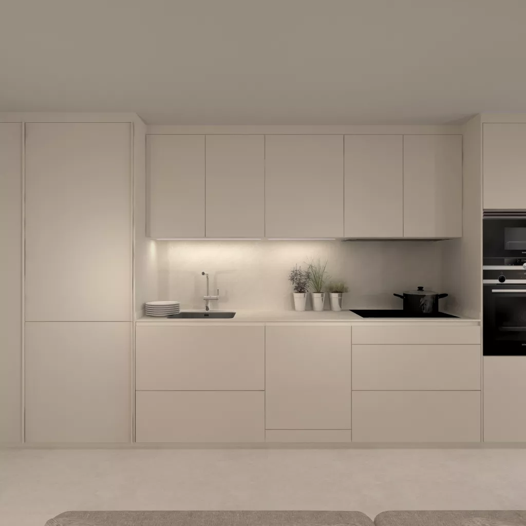 Cocina moderna en blanco perla