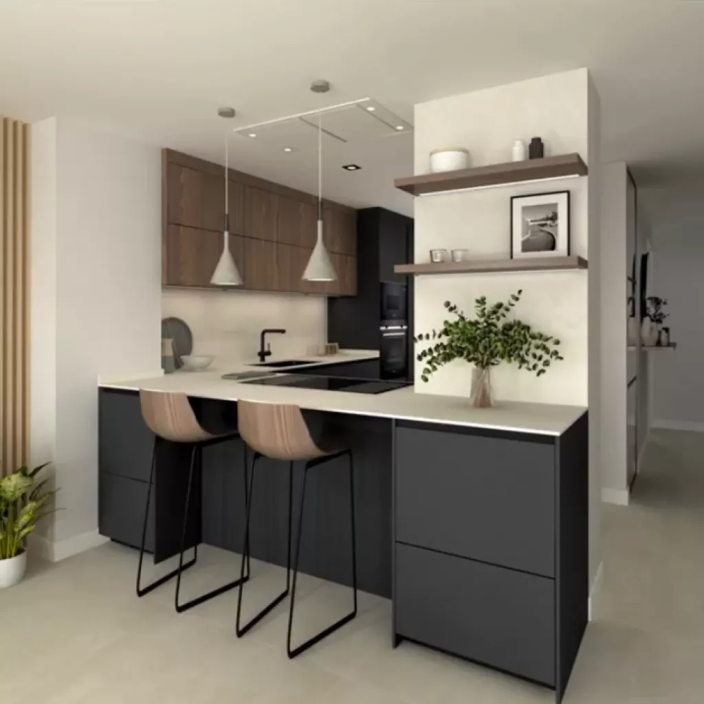 Cocina Santos Abierta al salón en L