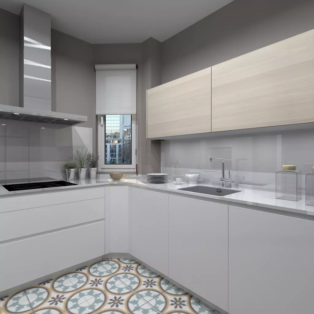 Aravaca | Cocina Santos | Modelo Line Estratificado Blanco y Fresno | Encimera Silestone Blanco