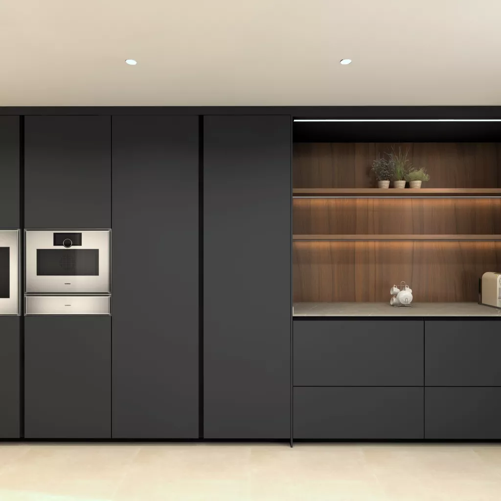 Cocina moderna en tonos oscuros en Madrid