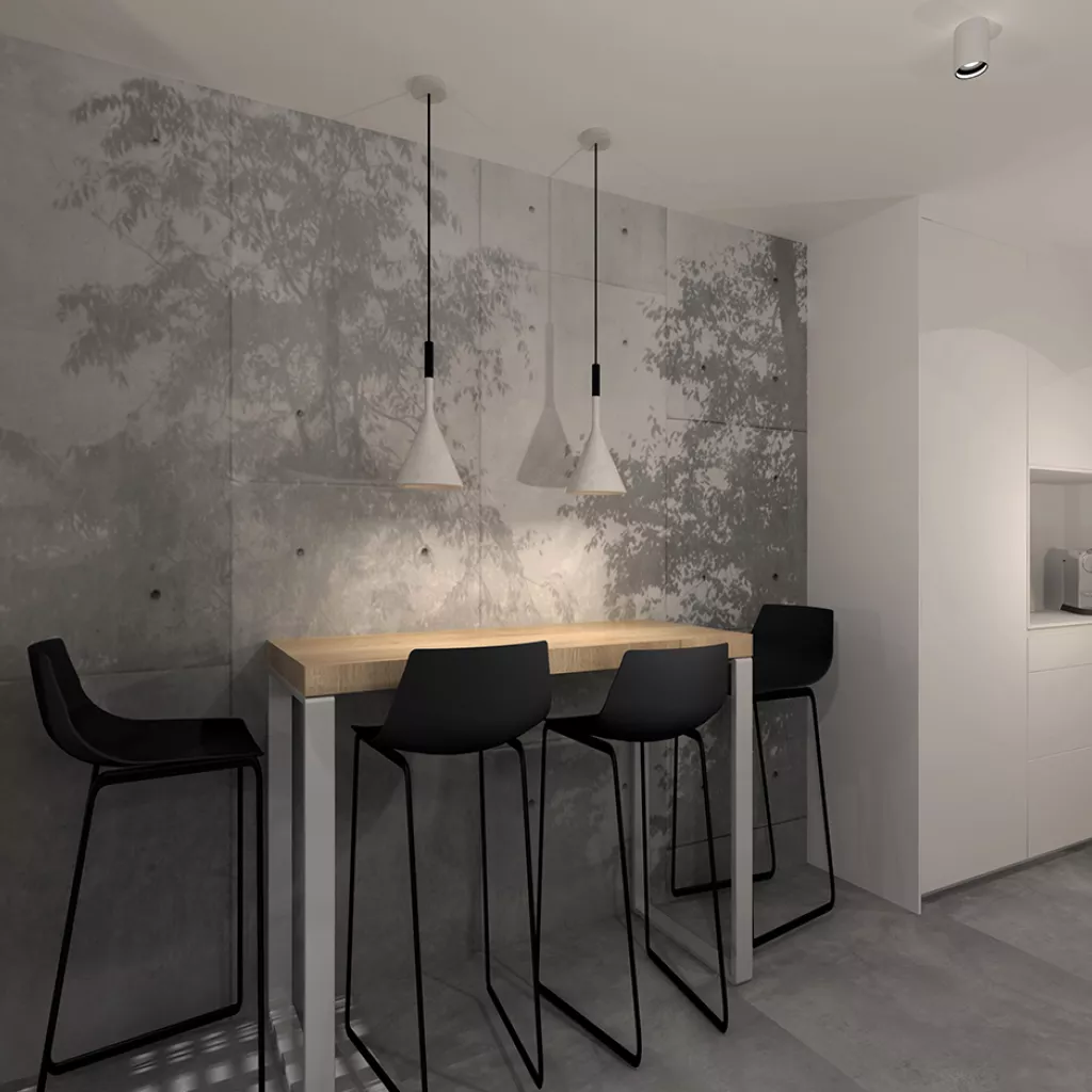 Cocina Blanca en Línea con Mobiliario de Cocinas Santos