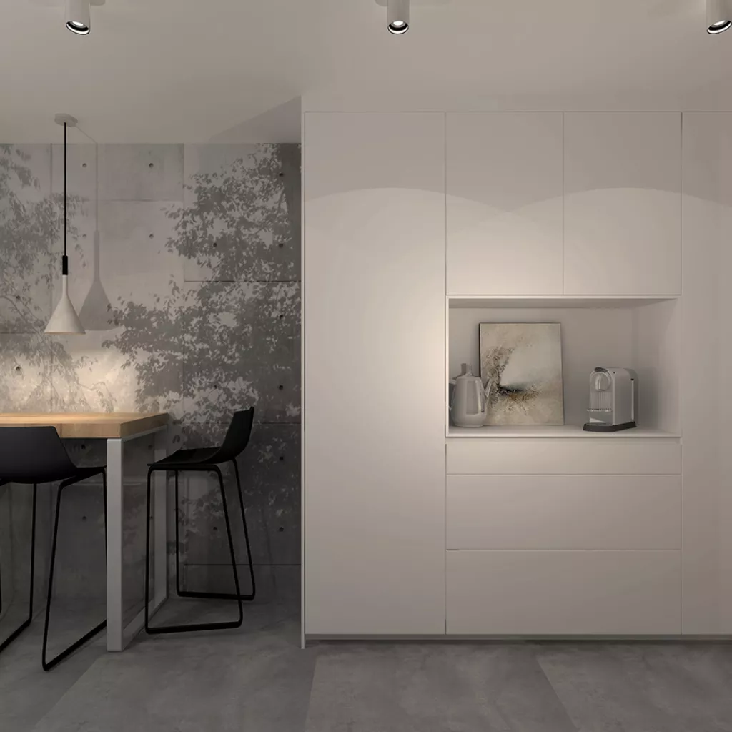 Cocina Blanca en Línea con Mobiliario de Cocinas Santos