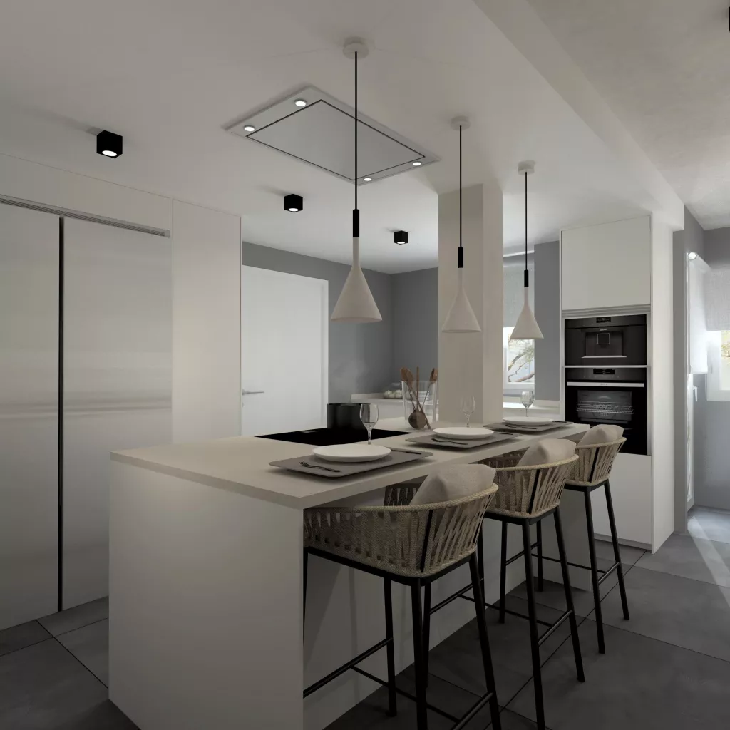 Cocina blanca Santos con isla