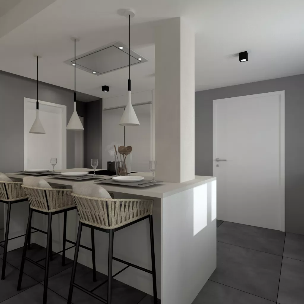 Cocina blanca Santos con isla