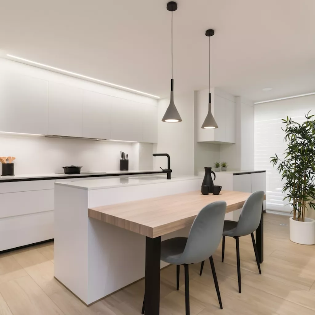 Cocina Santos blanca con isla