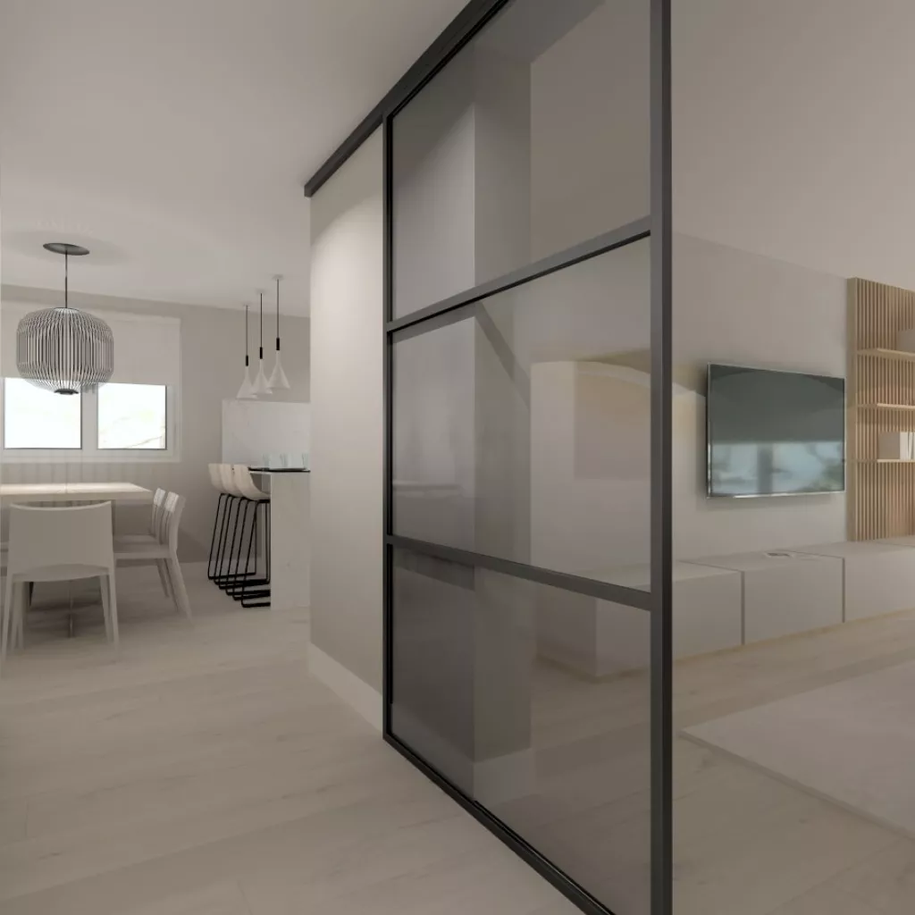 Cocina Santos blanca en L con encimera Dekton