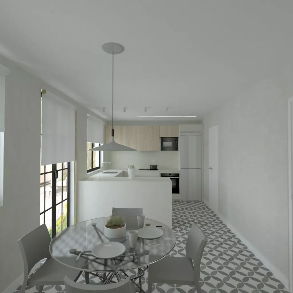 Cocina Santos Blanca en Forma de U