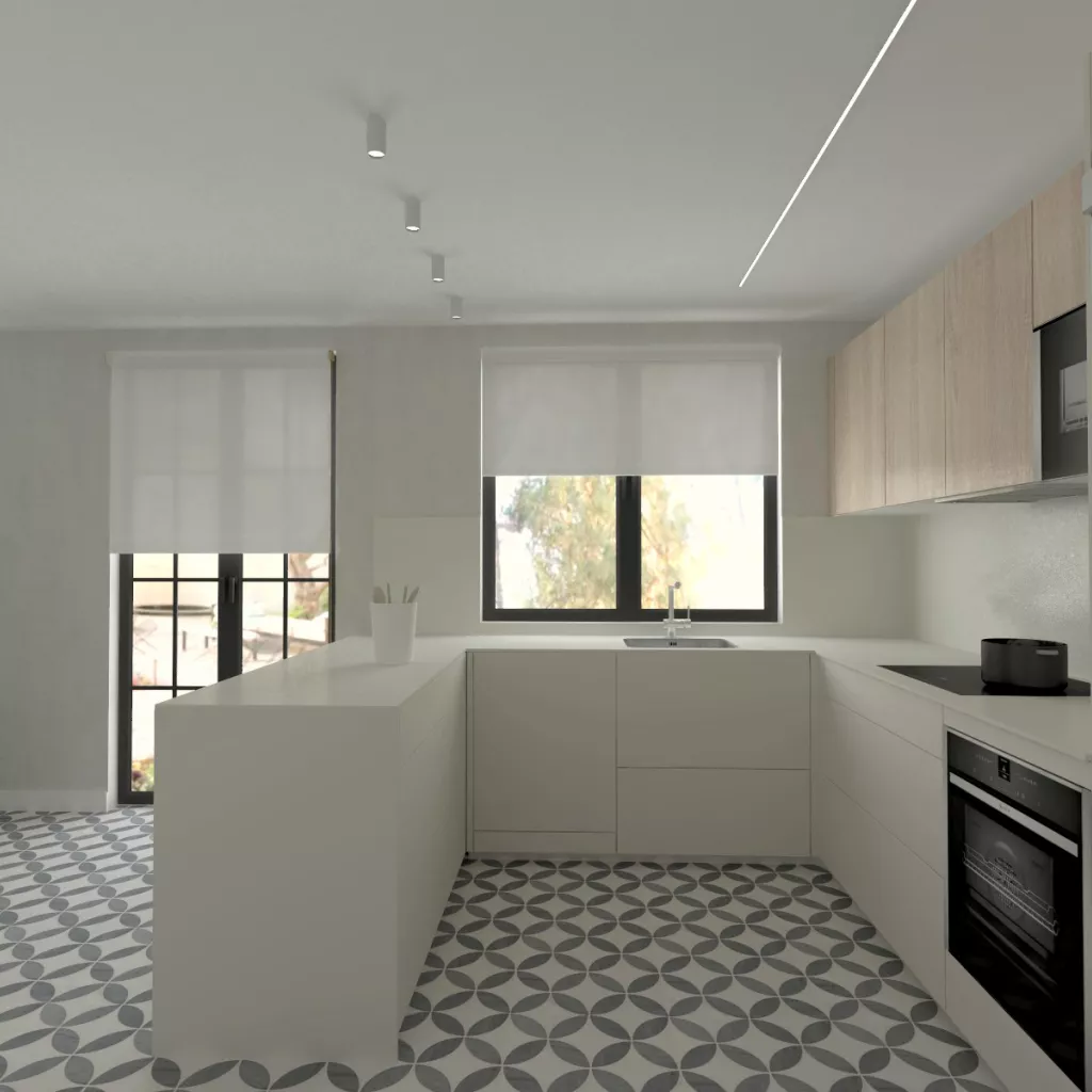 Cocina Santos Blanca en Forma de U