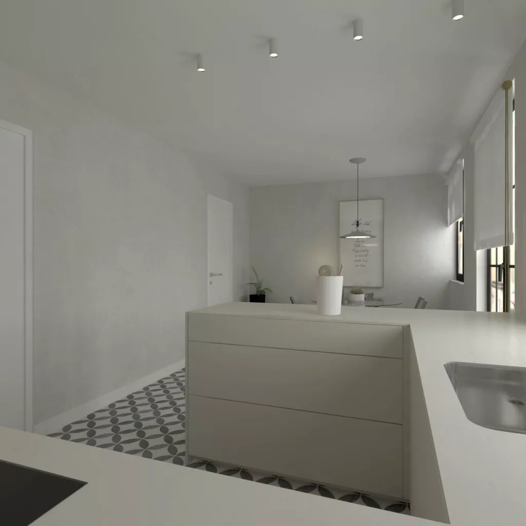 Cocina Santos Blanca en Forma de U