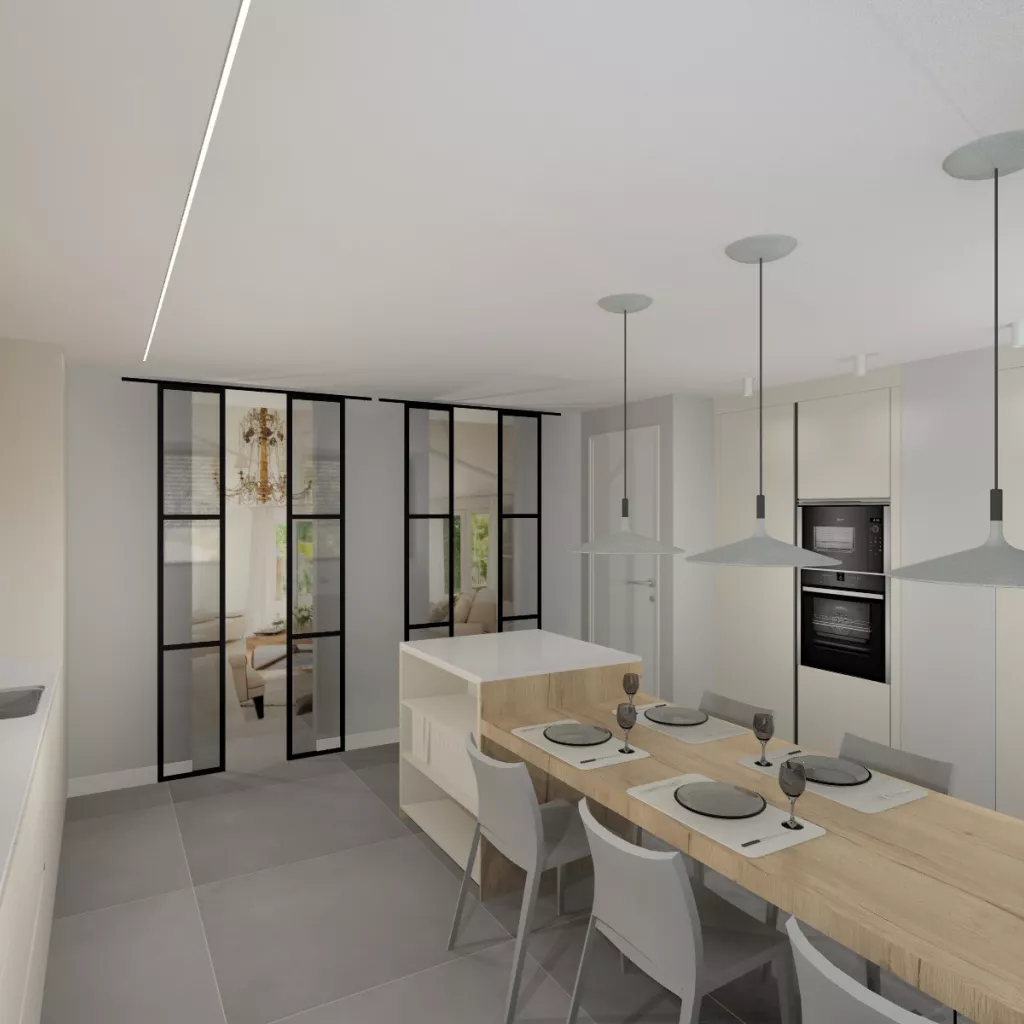 Cocina Blanca y Madera con Isla