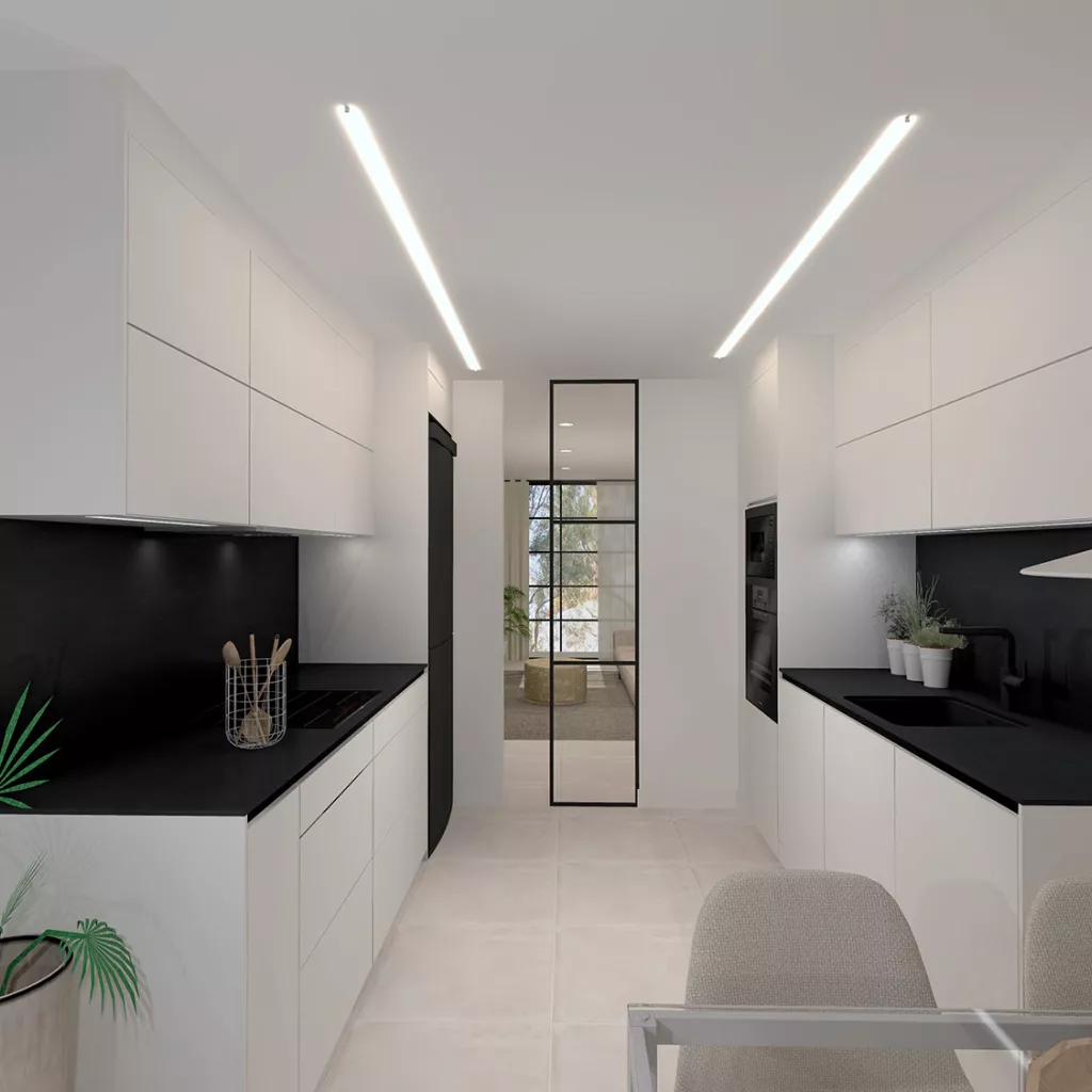 Cocina blanco con negro