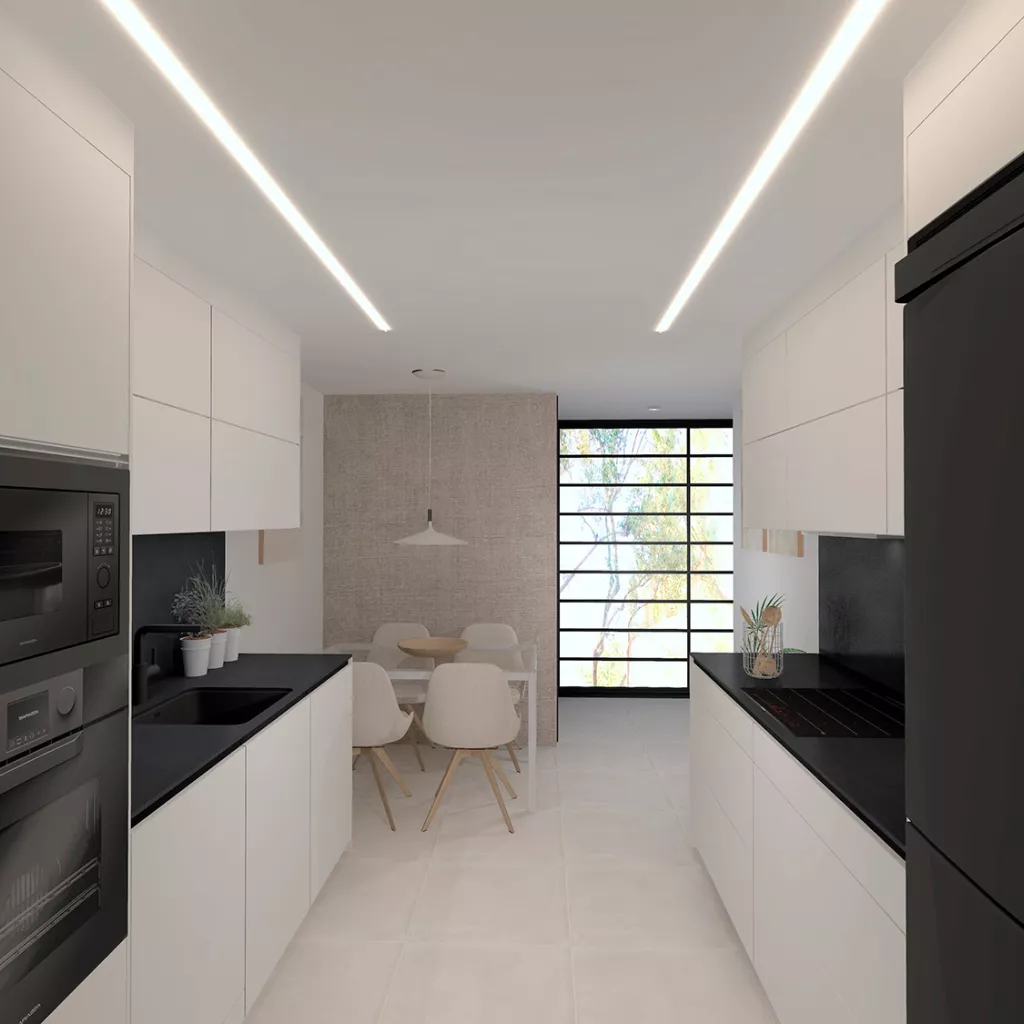 Cocina blanco con negro