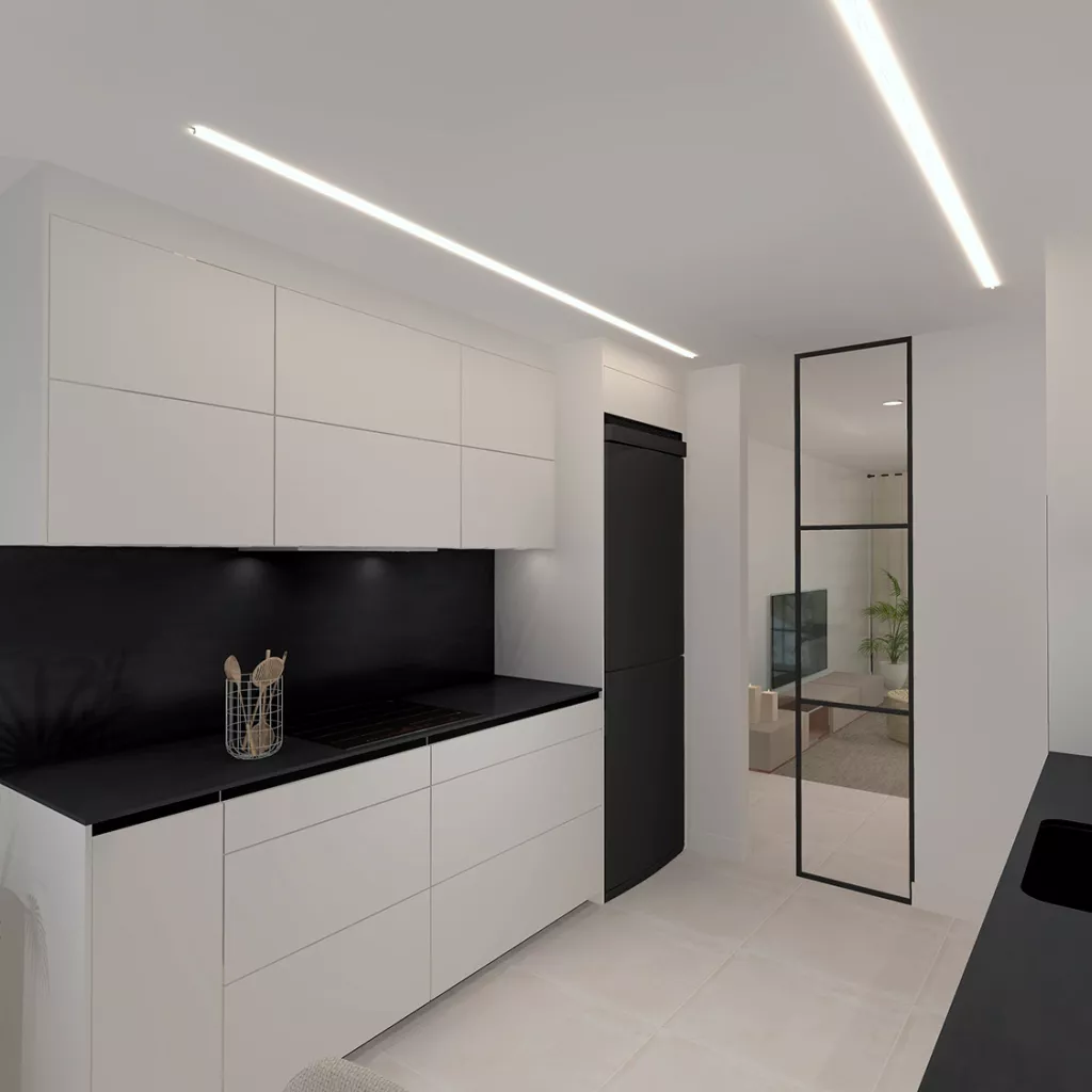 Cocina blanco con negro