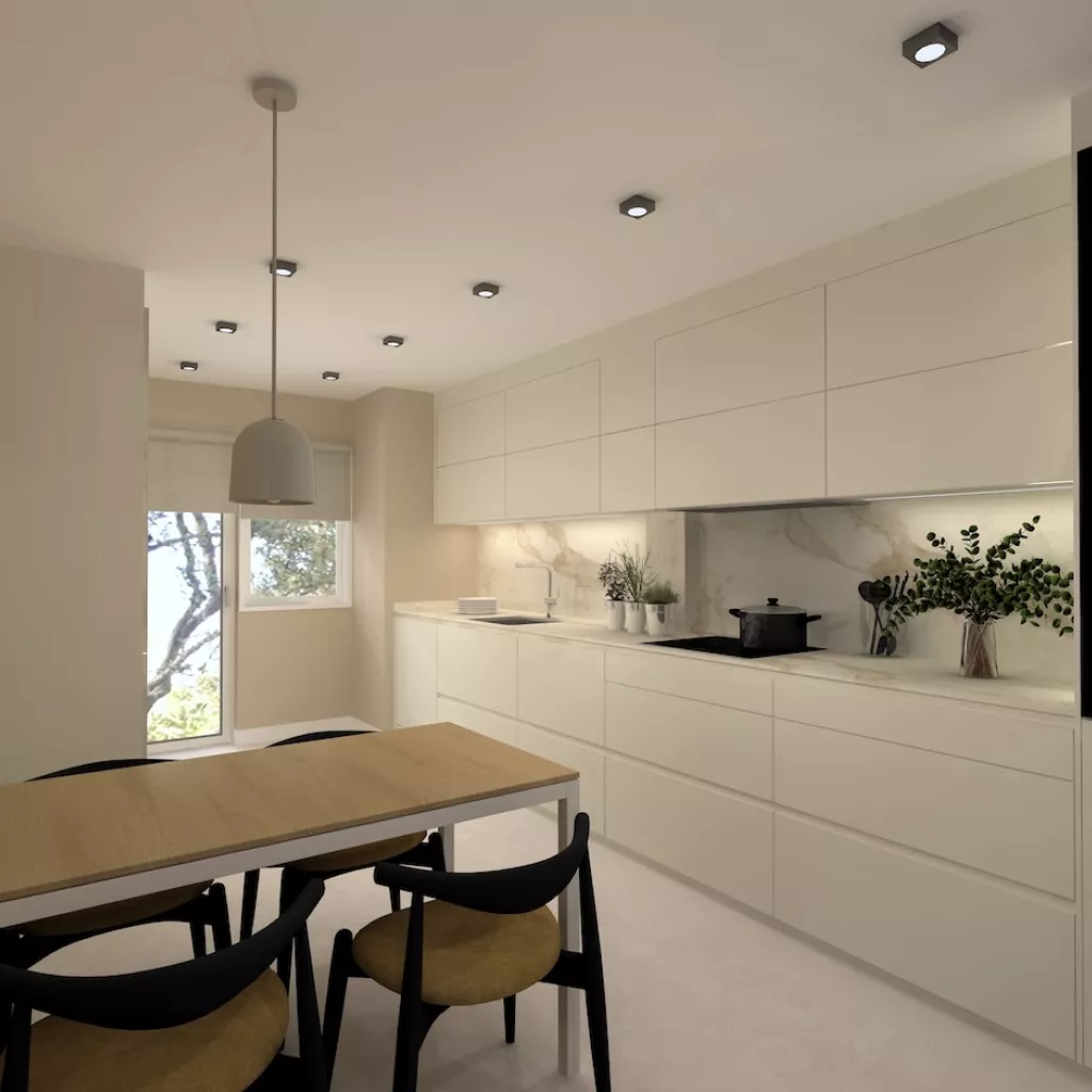 Cocina moderna en tonos claros