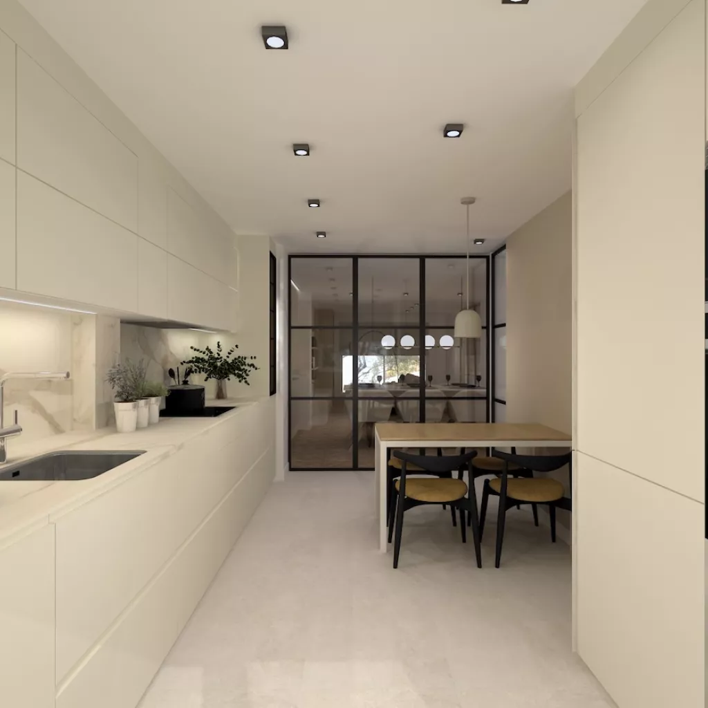 Cocina moderna en tonos claros
