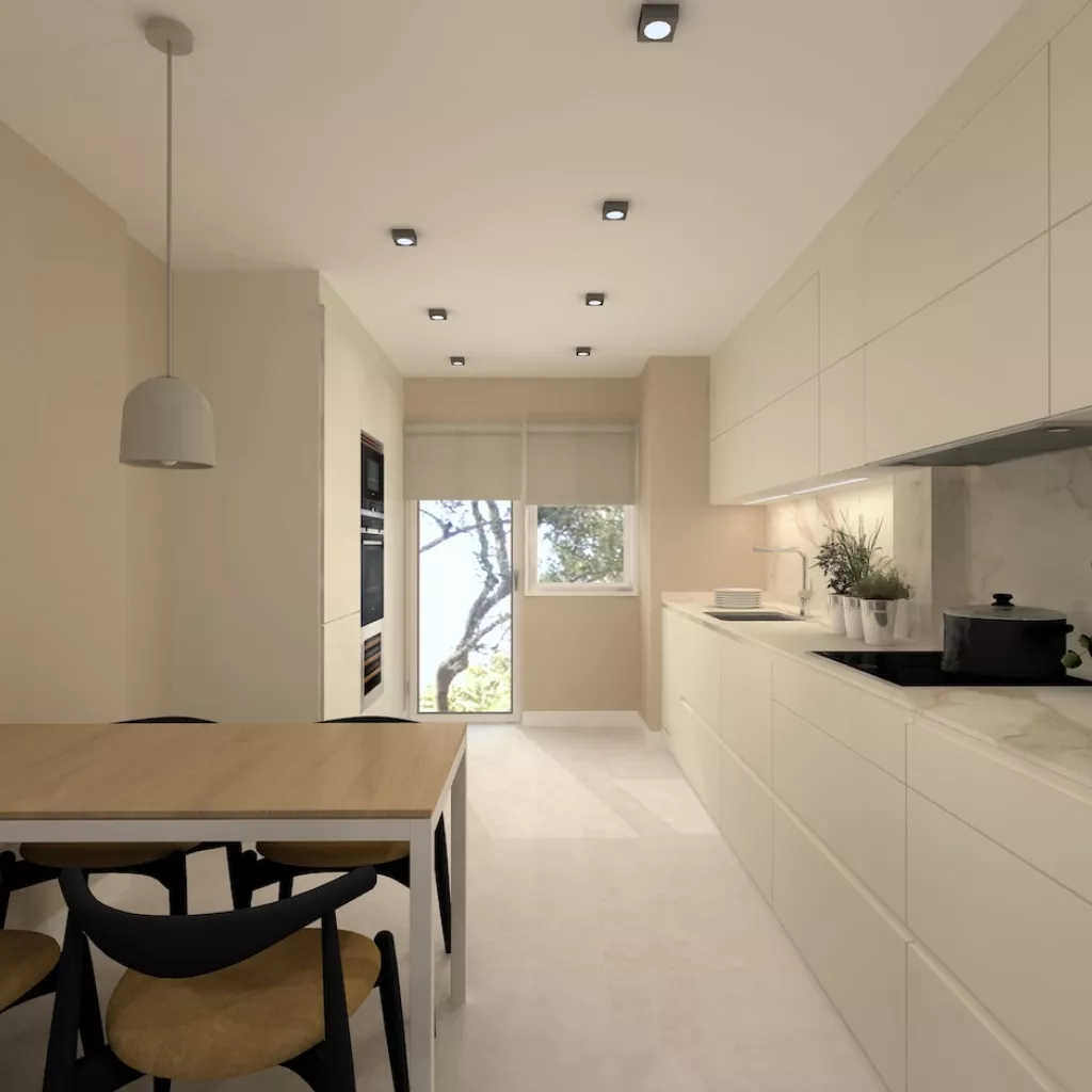 Cocina moderna en tonos claros