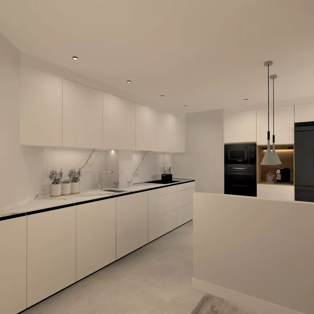 Cocina Santos Blanca semiabierta 