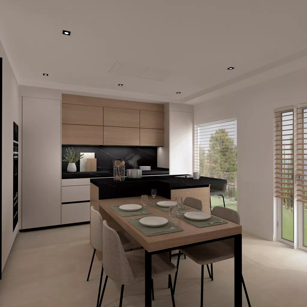 Cocina Santos con isla y mesado