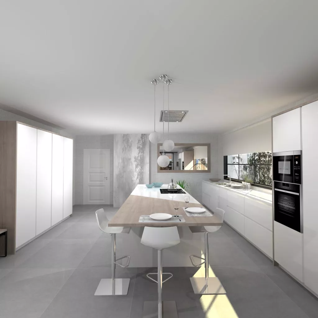 Cocinas Santos en las Rozas, Cocina Blanca con Encimera Silestone