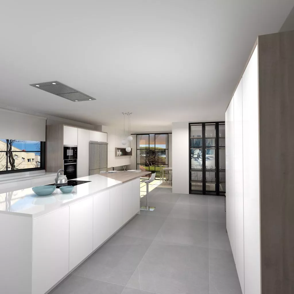 Cocinas Santos en las Rozas, Cocina Blanca con Encimera Silestone