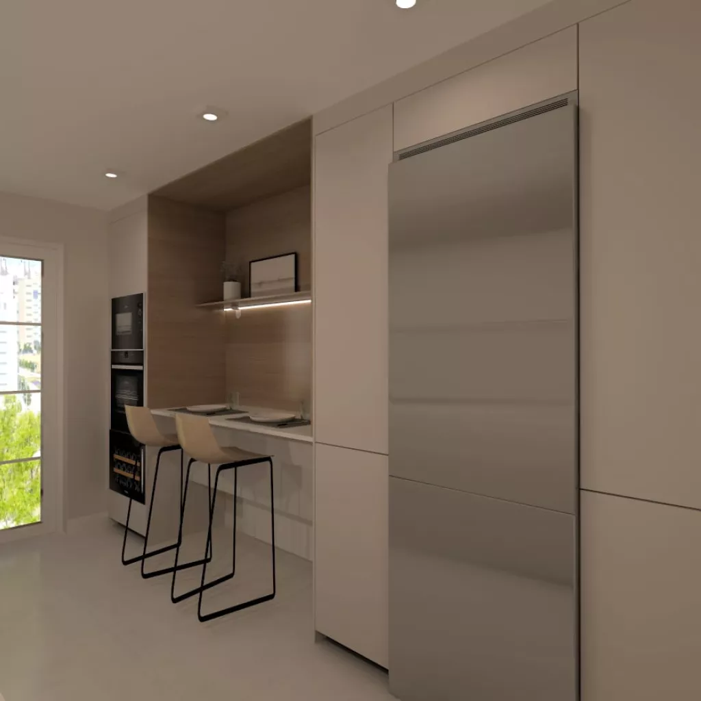 Cocina Santos en paralelo cashmere y roble kairos