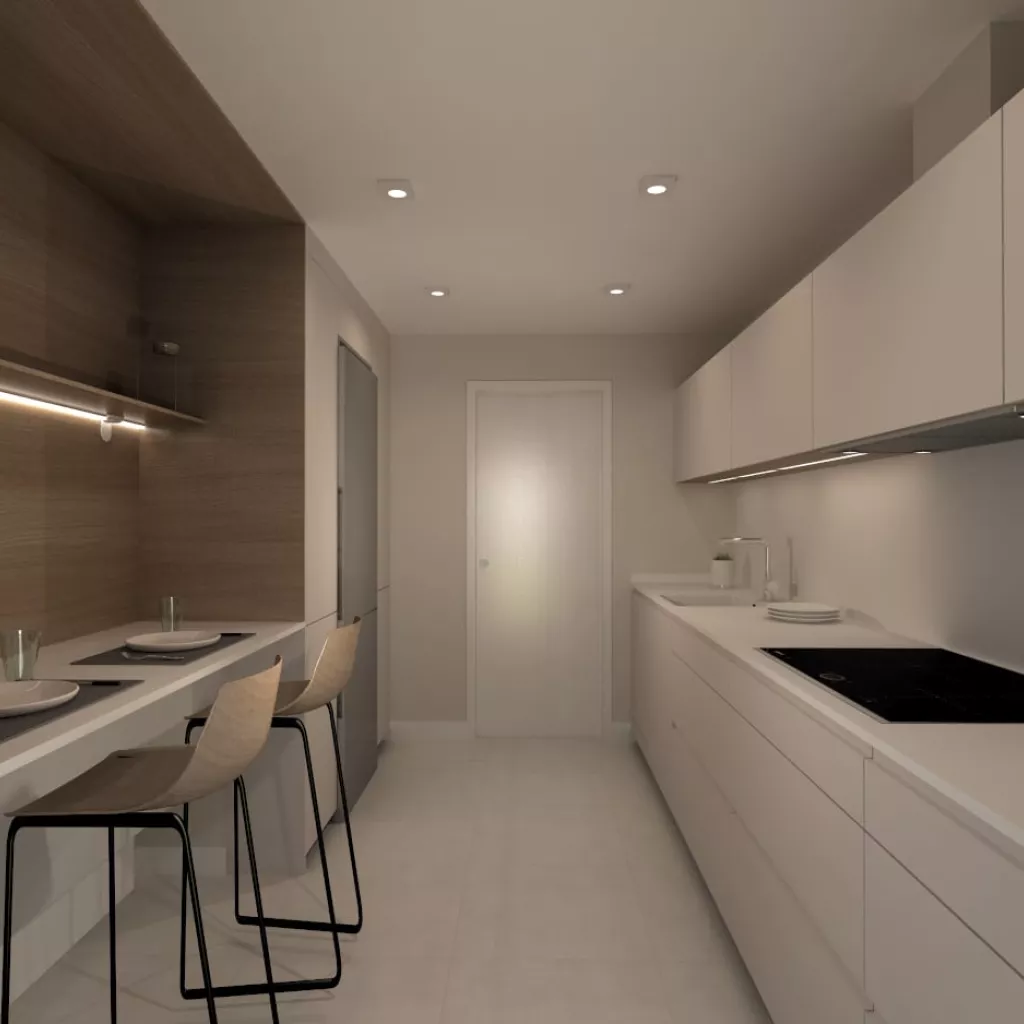 Cocina Santos en paralelo cashmere y roble kairos