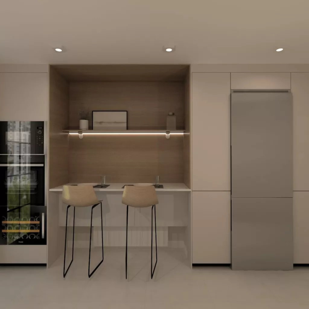 Cocina Santos en paralelo cashmere y roble kairos