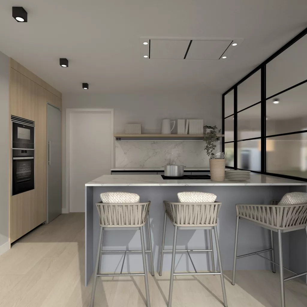 Cocina Santos gris con isla