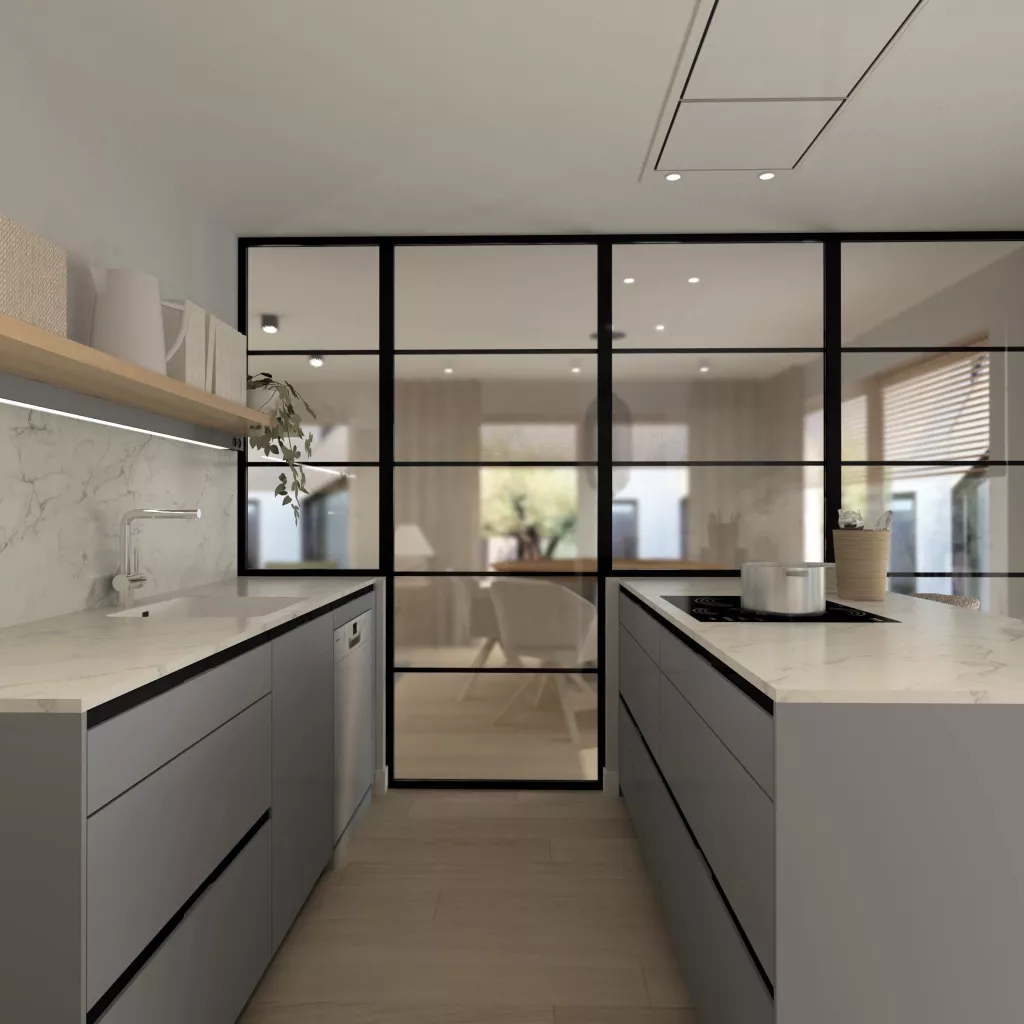 Cocina Santos gris con isla