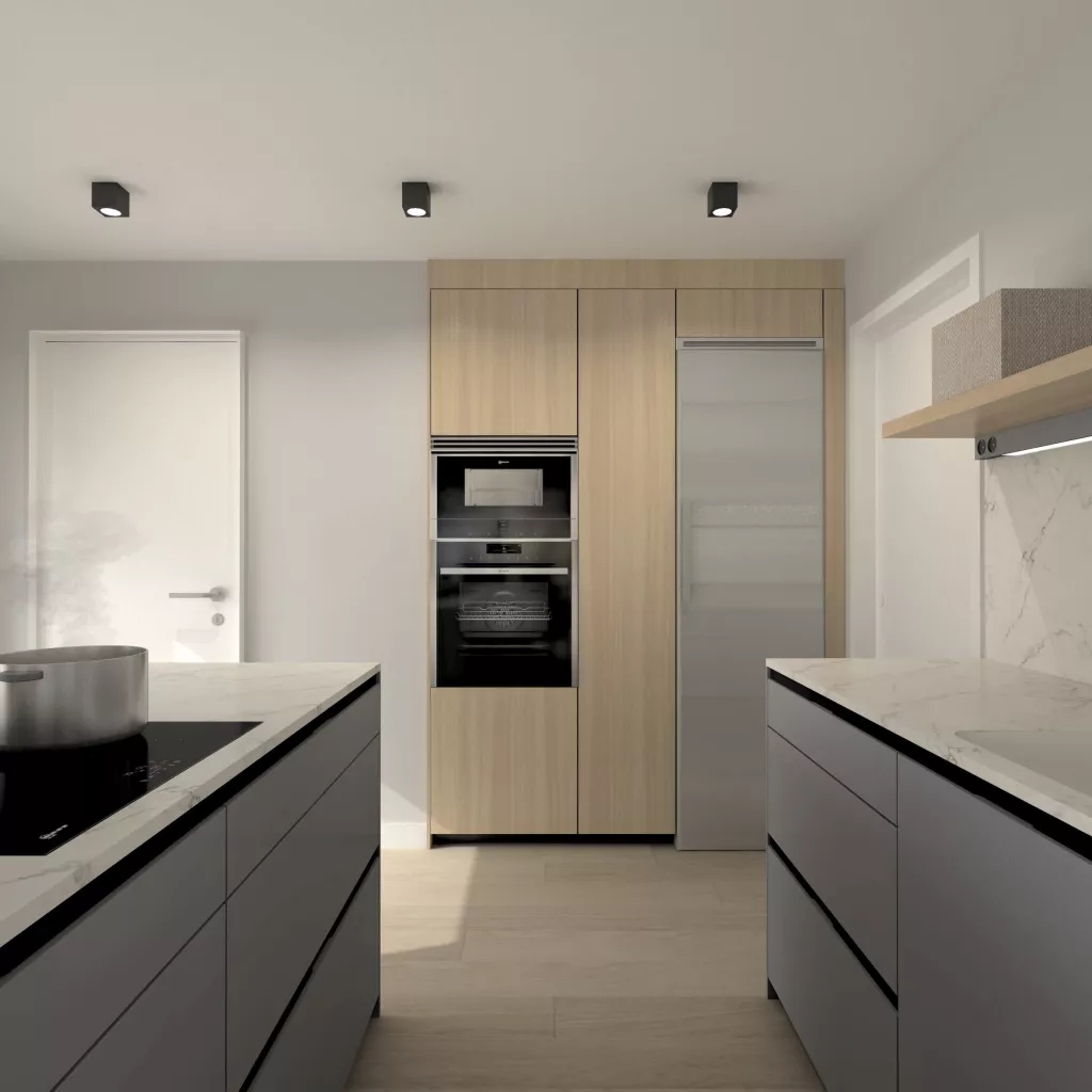 Cocina Santos gris con isla