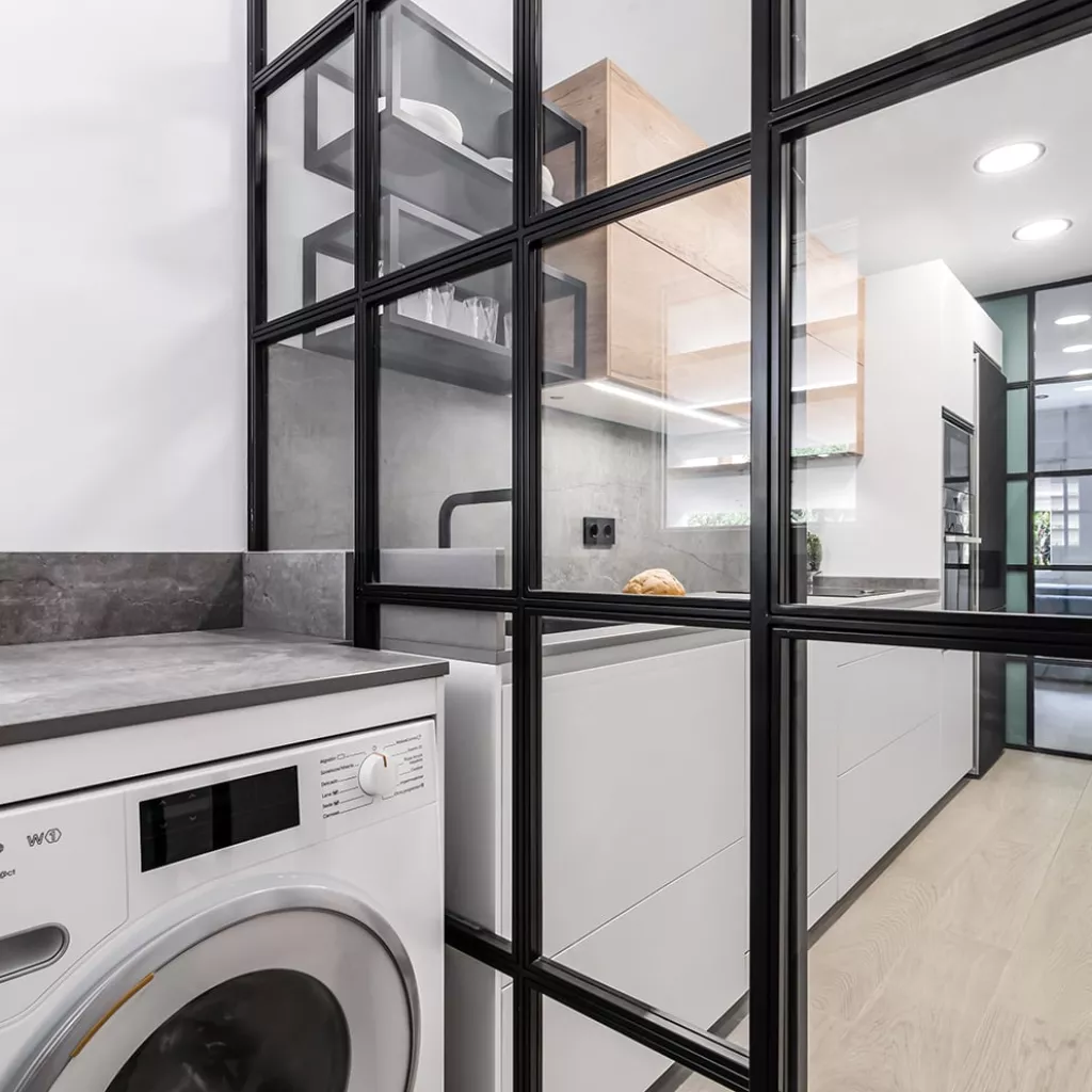 Cocina en color blanco y roble de cocina Santos Zona de lavado